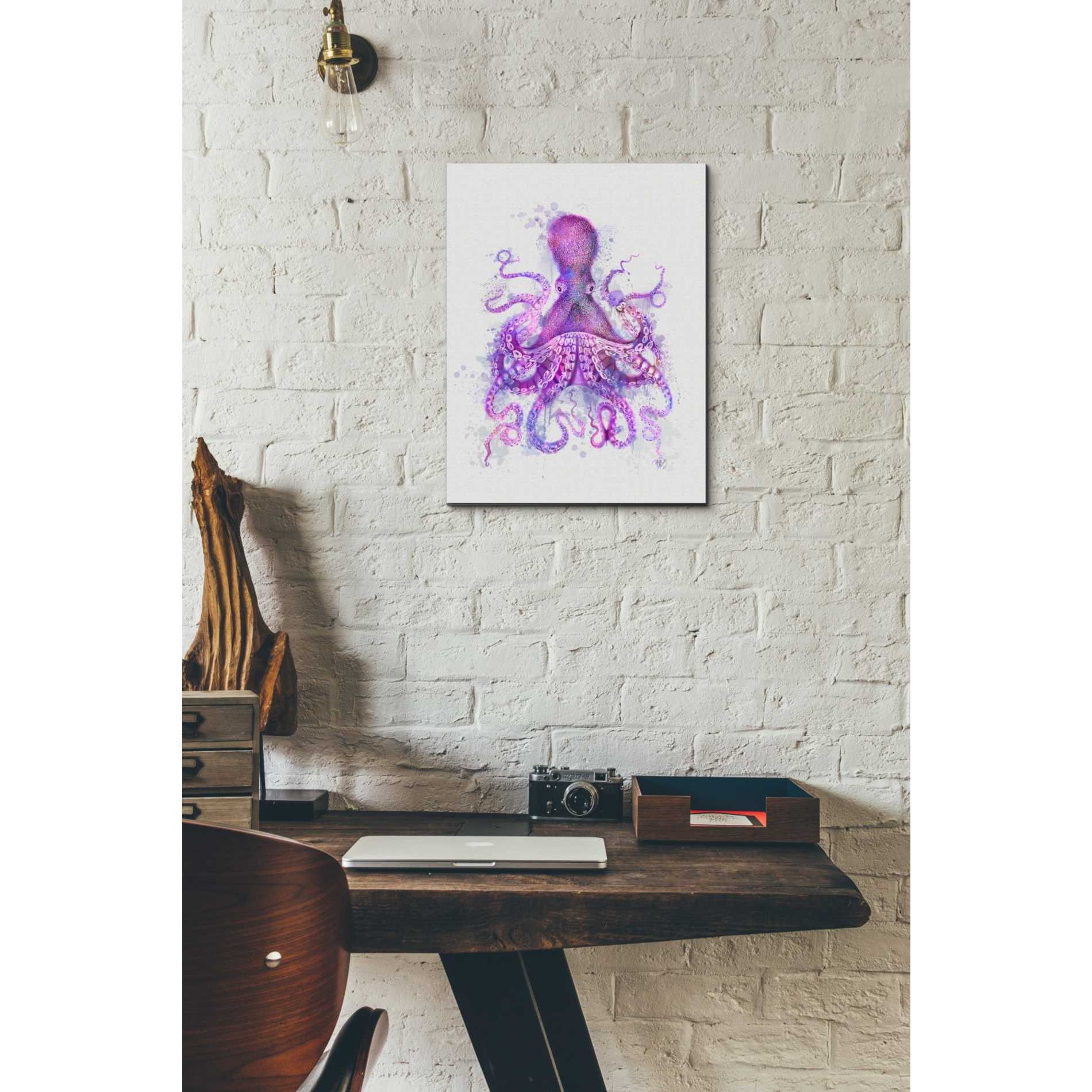 'Octopus Rainbow Splash Pink' by Fab Funky Giclee Canvas Wall Art