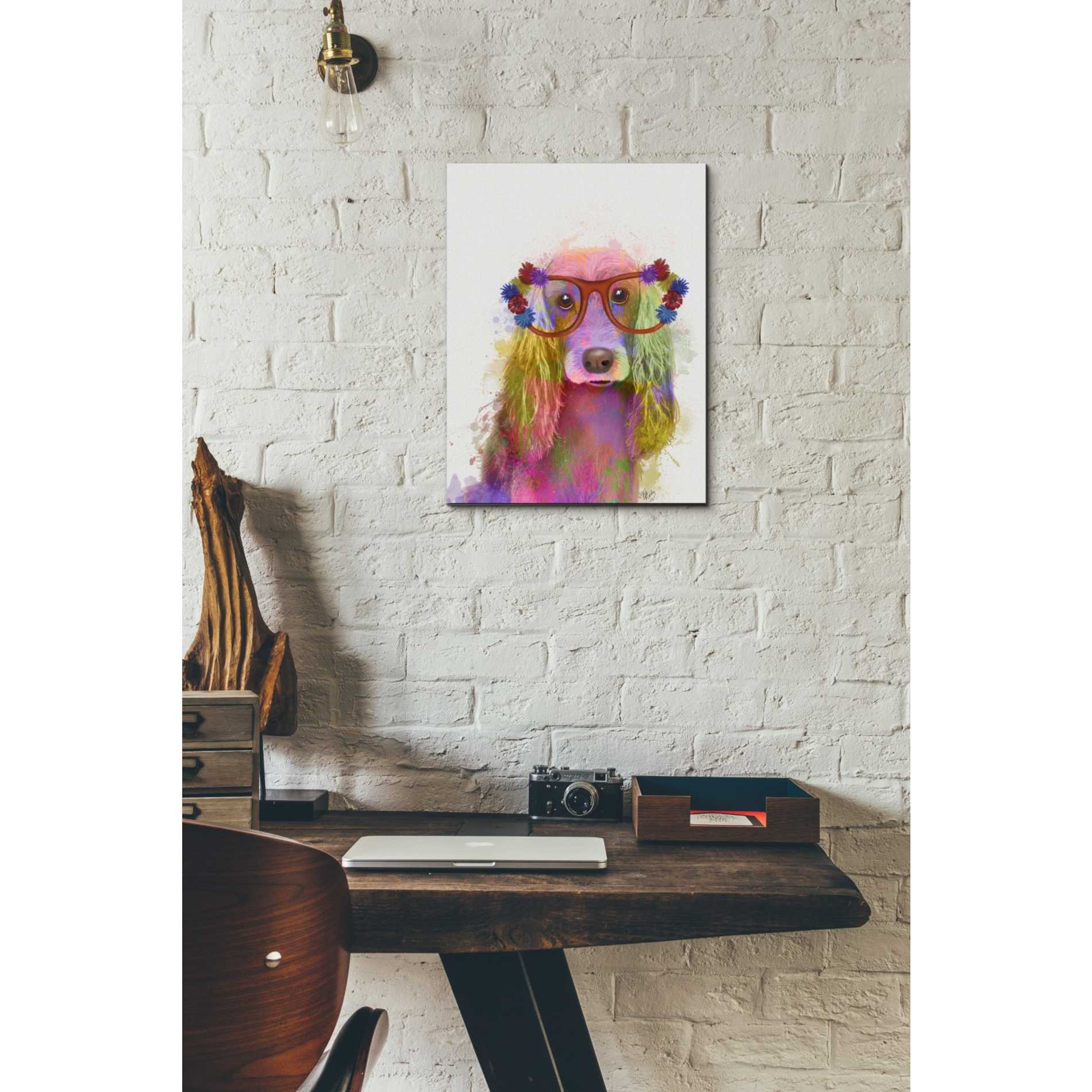 'Rainbow Splash Cocker Spaniel, Portrait' by Fab Funky Giclee Canvas Wall Art