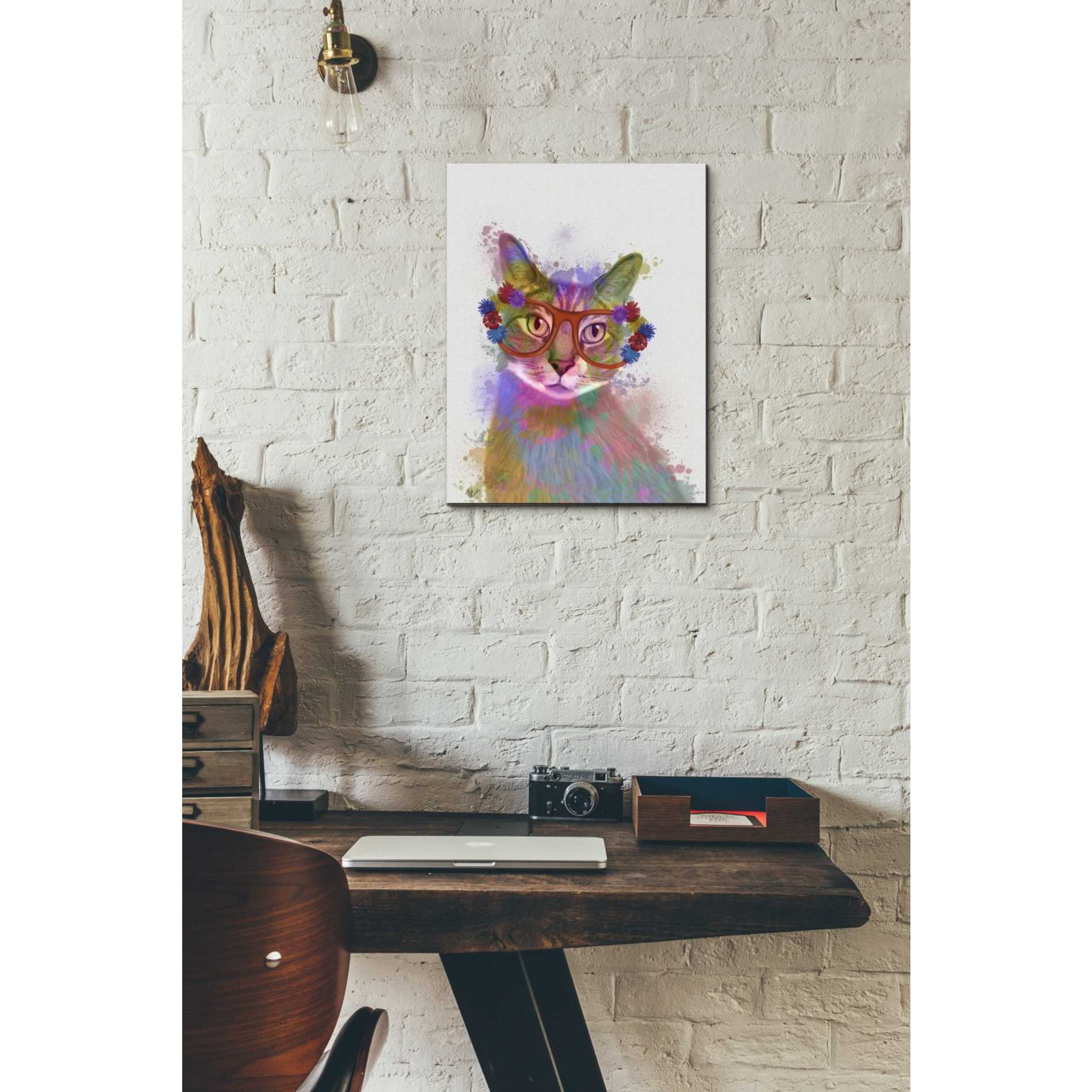 'Rainbow Splash Cat 1' by Fab Funky Giclee Canvas Wall Art