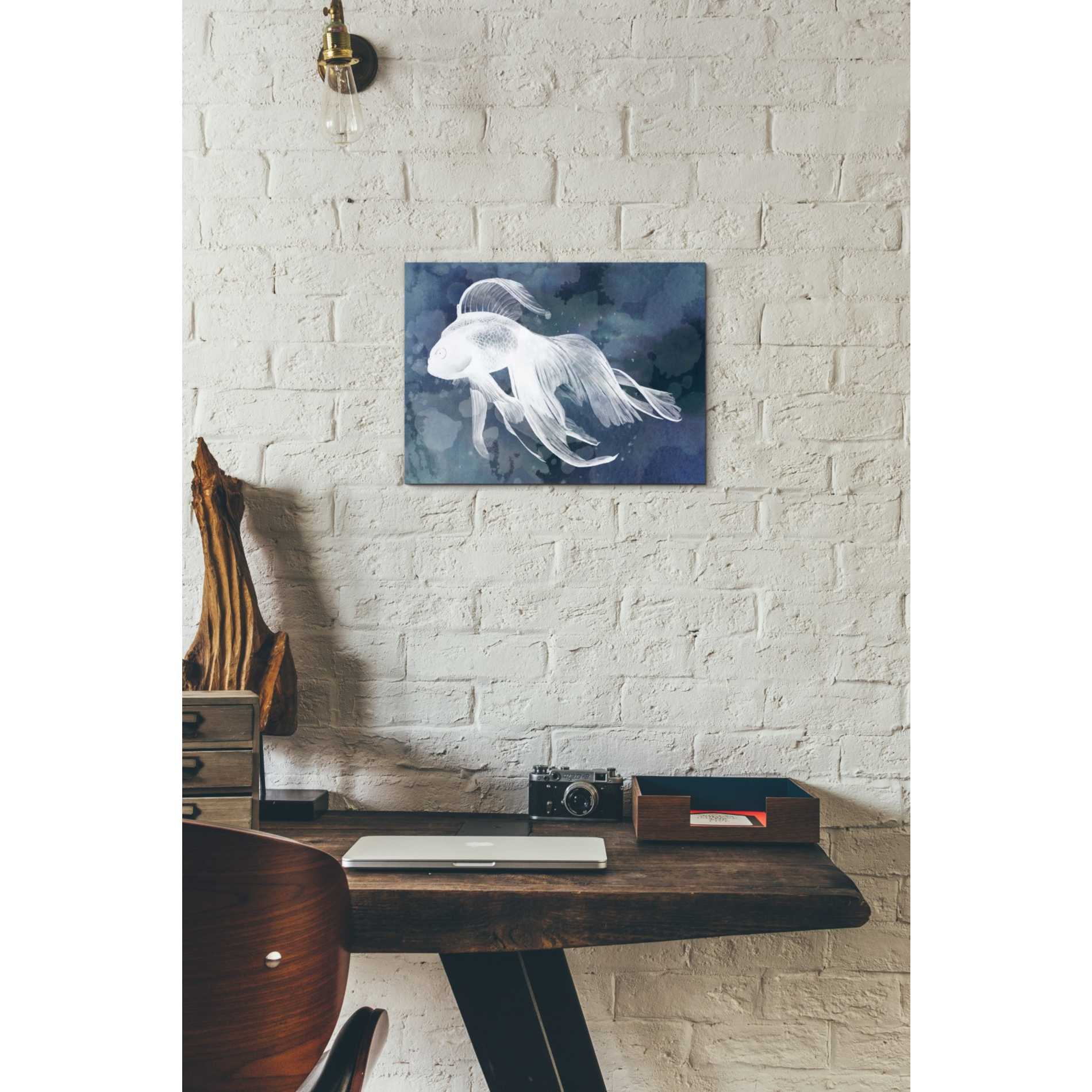 'Indigo Fish I' by Grace Popp Canvas Wall Art,16 x 12