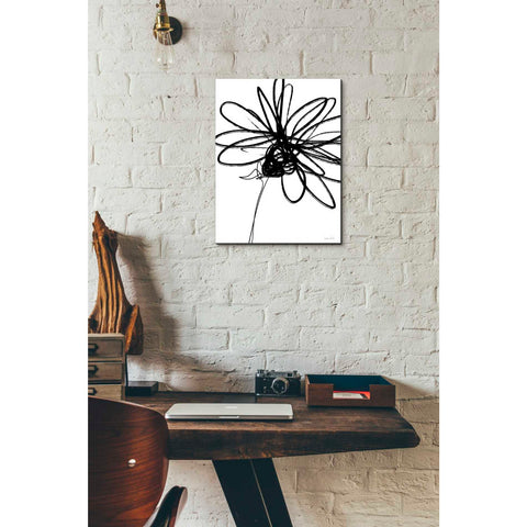 Image of 'Black Ink Flower III' by Linda Woods, Canvas Wall Art,12 x 16