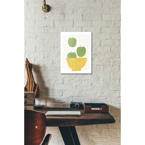Image of 'Bowl of Green Apples' by Linda Woods, Canvas Wall Art,12 x 16