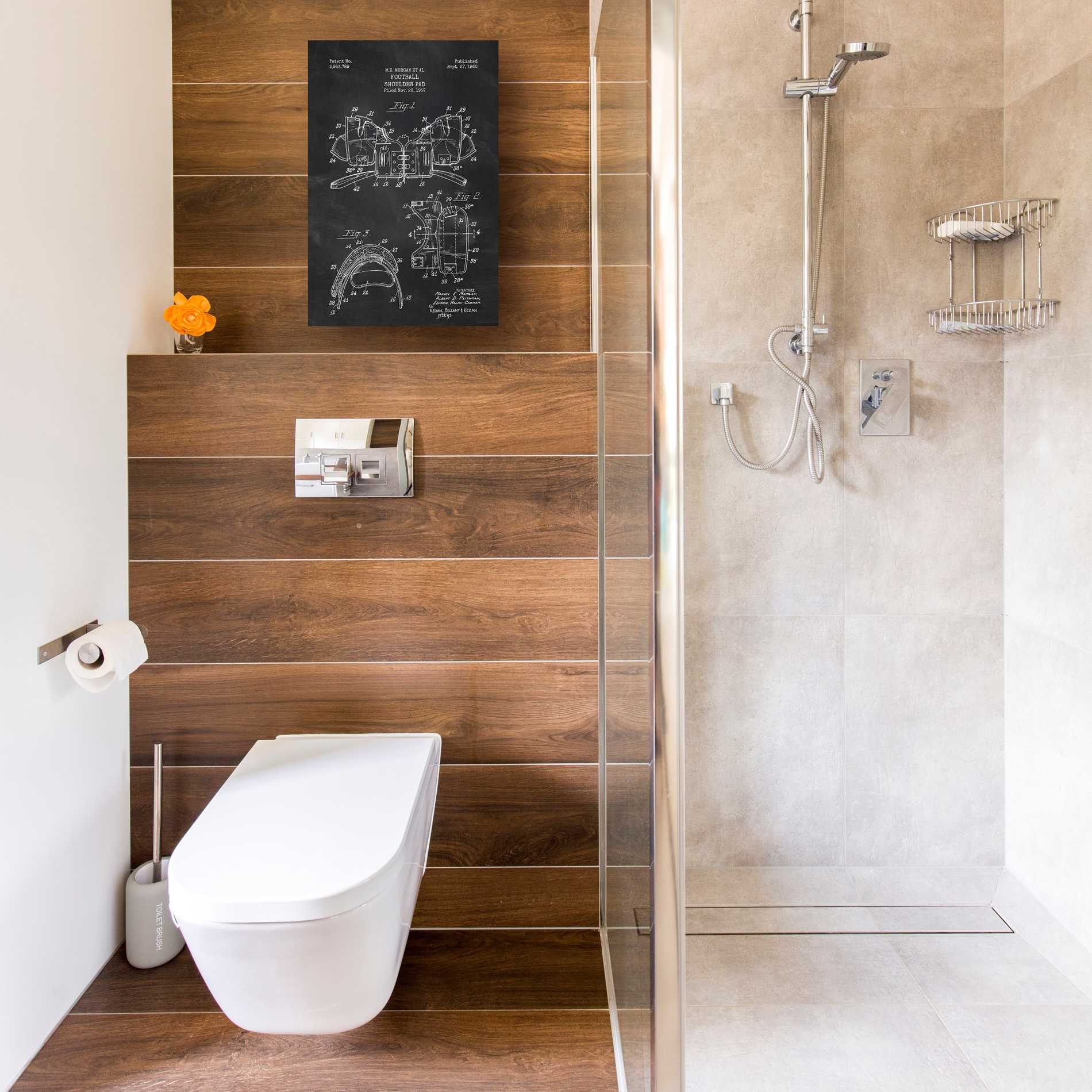 'Football Shoulder Pad Blueprint Patent Chalkboard' Canvas Wall Art,12 x 18