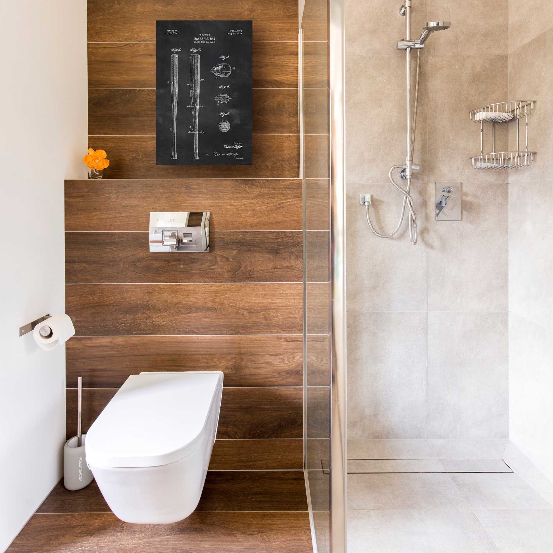 'Baseball Bat Blueprint Patent Chalkboard' Canvas Wall Art,12 x 18