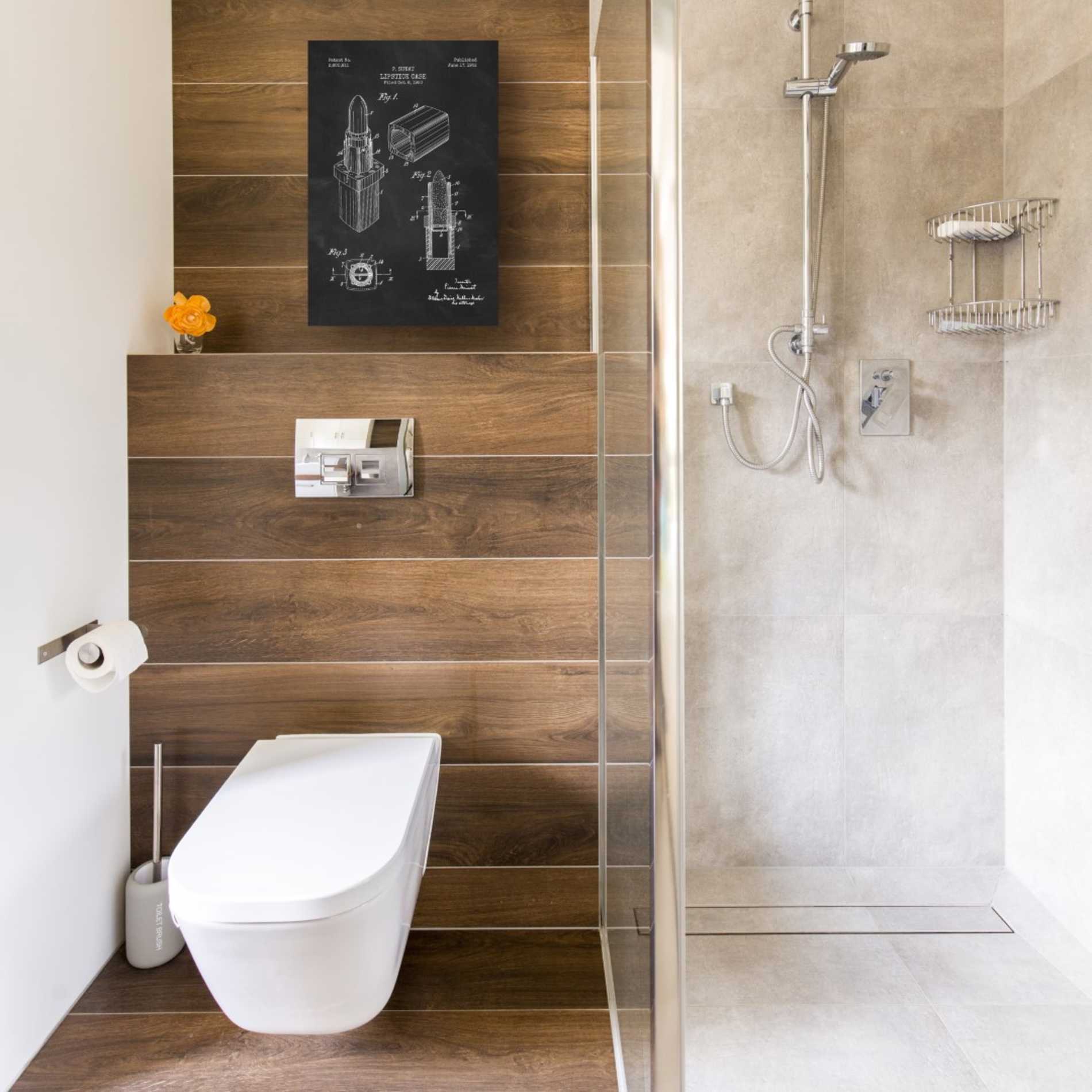 'Lipstick Case Blueprint Chalkboard Patent' Canvas Wall Art,12 x 18