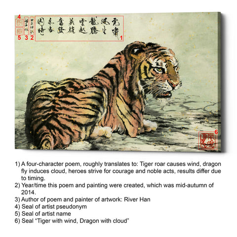 Image of 'Tiger Relaxing' by River Han, Canvas Wall Art,12 x 18