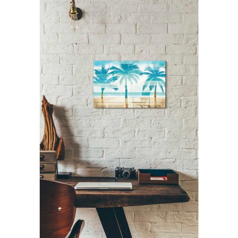 Image of 'Beachscape Palms with chair' by Michael Mullan, Canvas Wall Art,18 x 12