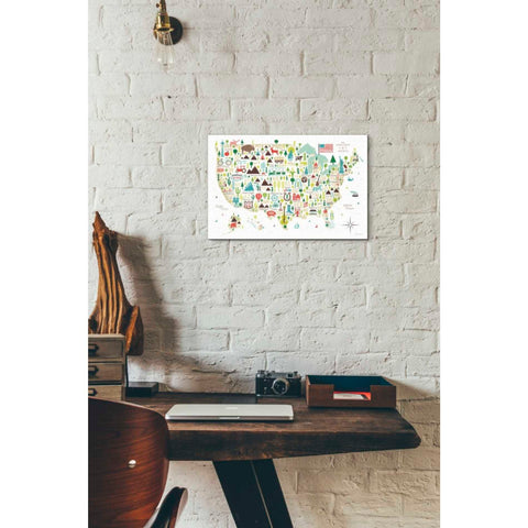 Image of 'Illustrated USA' by Michael Mullan, Canvas Wall Art,18 x 12