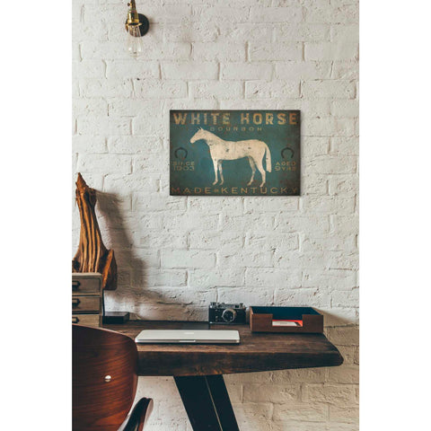 Image of 'White Horse with Words Blue' by Ryan Fowler, Canvas Wall Art,12 x 18