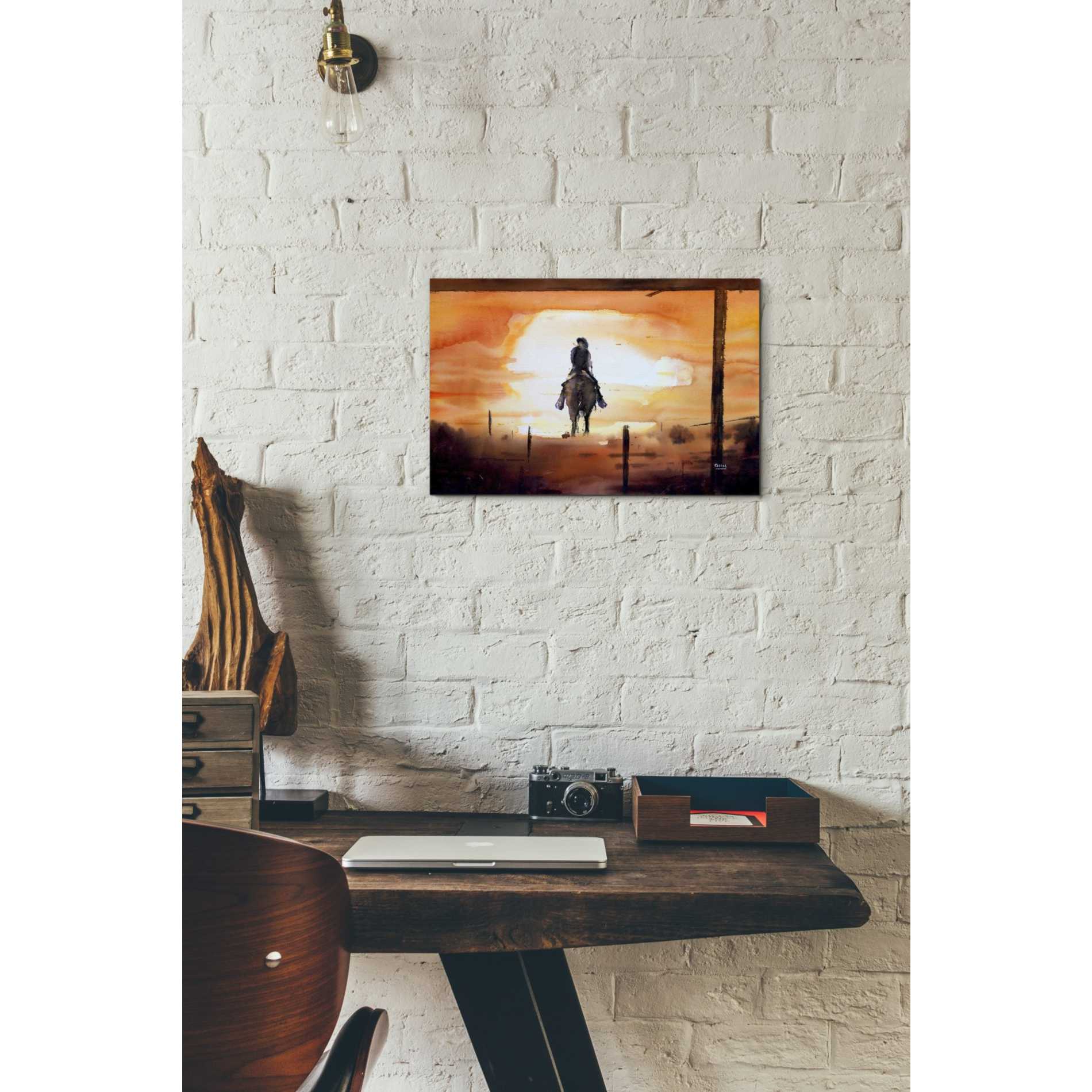 'Sunset Rider' by Oscar Alvarez Pardo, Canvas Wall Art,18 x 12