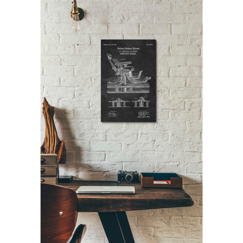 Image of 'Dentist Chair Blueprint Patent Chalkboard' Canvas Wall Art,12 x 18