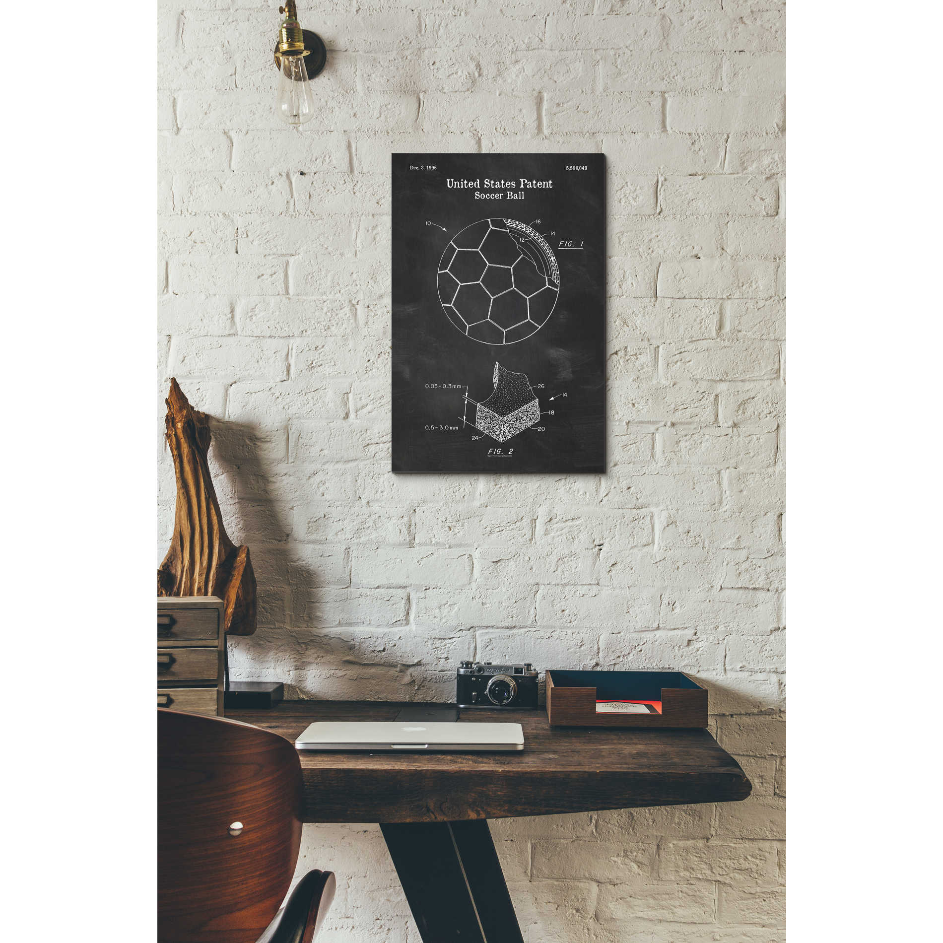 'Soccer Ball Blueprint Patent Chalkboard' Canvas Wall Art,12 x 18