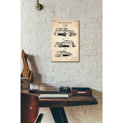 Image of 'Luxury Automobile Blueprint Patent Parchment' Canvas Wall Art,12 x 18