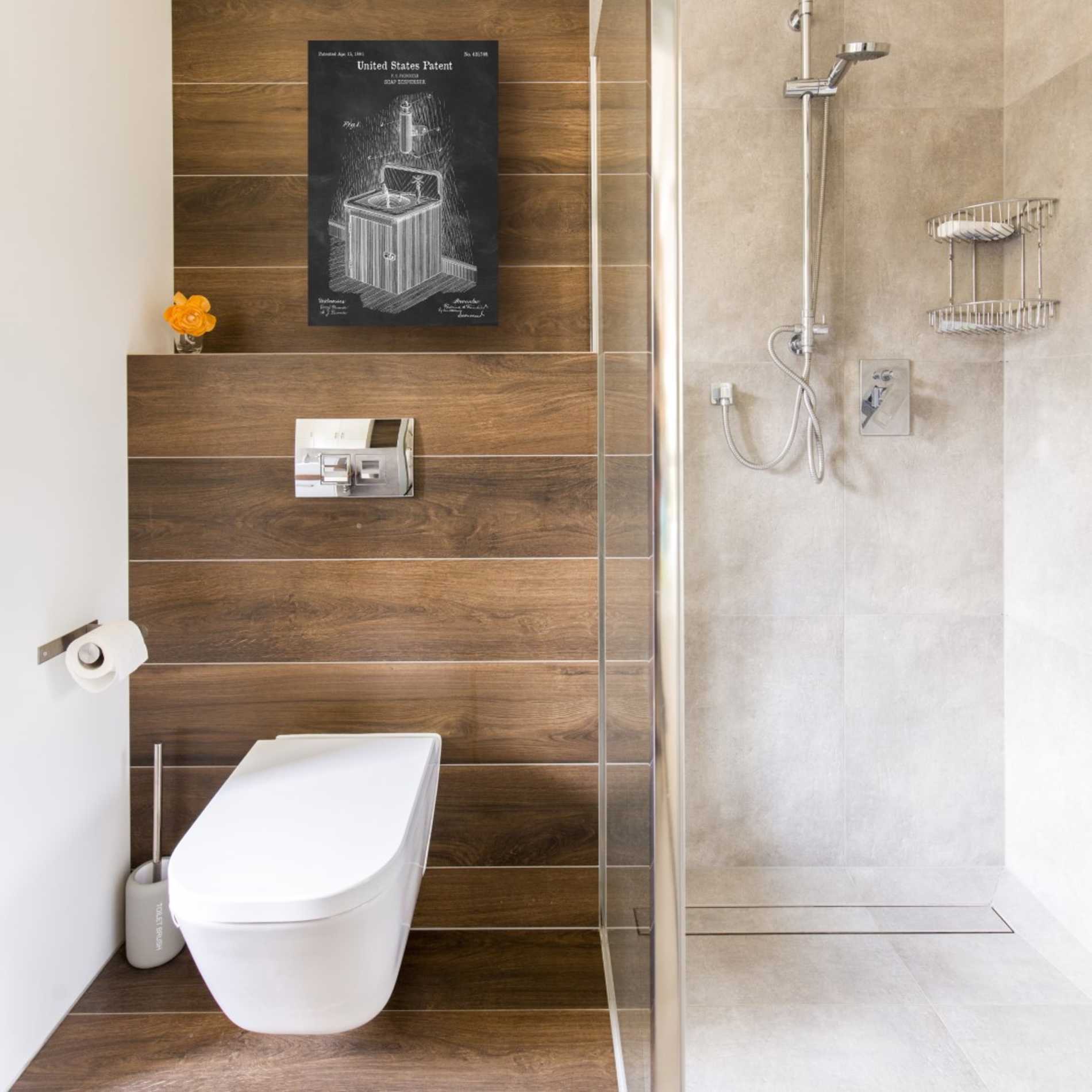 'Soap Dispenser Blueprint Patent Chalkboard' Canvas Wall Art,12 x 18