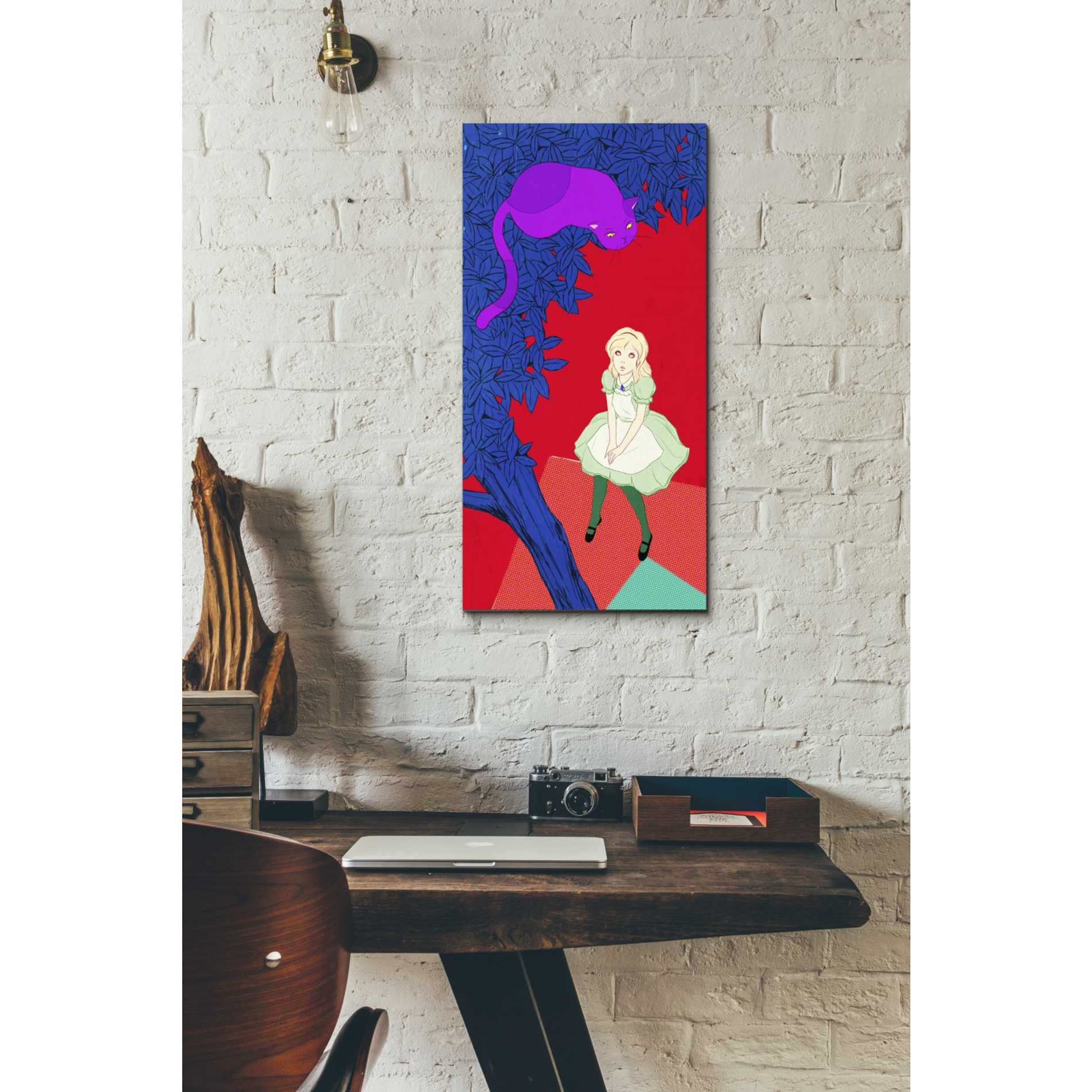 'Alice and Cheshire Cat' by Sai Tamiya, Canvas Wall Art,12 x 24