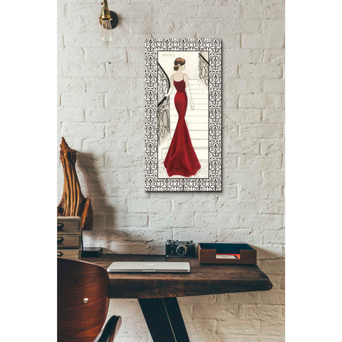 Image of 'La Belle Rouge with Floral Cartouche Border' by Emily Adams, Canvas Wall Art,12 x 24