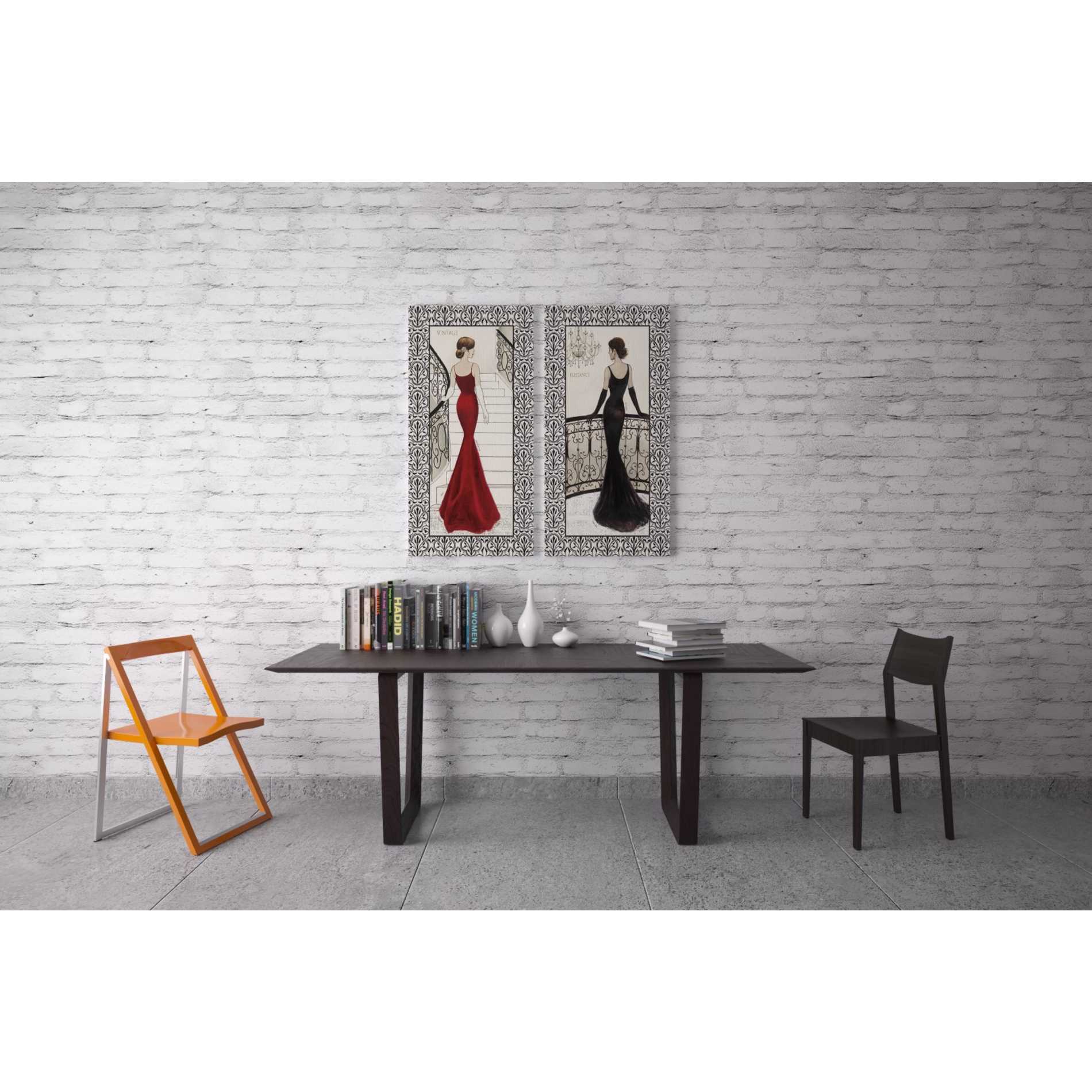 'La Belle Noir with Floral Cartouche Border 4' by Emily Adams, Canvas Wall Art,12 x 24