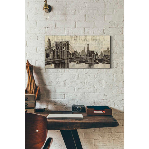 Image of 'Vintage NY Brooklyn Bridge Skyline' by Michael Mullan, Canvas Wall Art,24 x 12