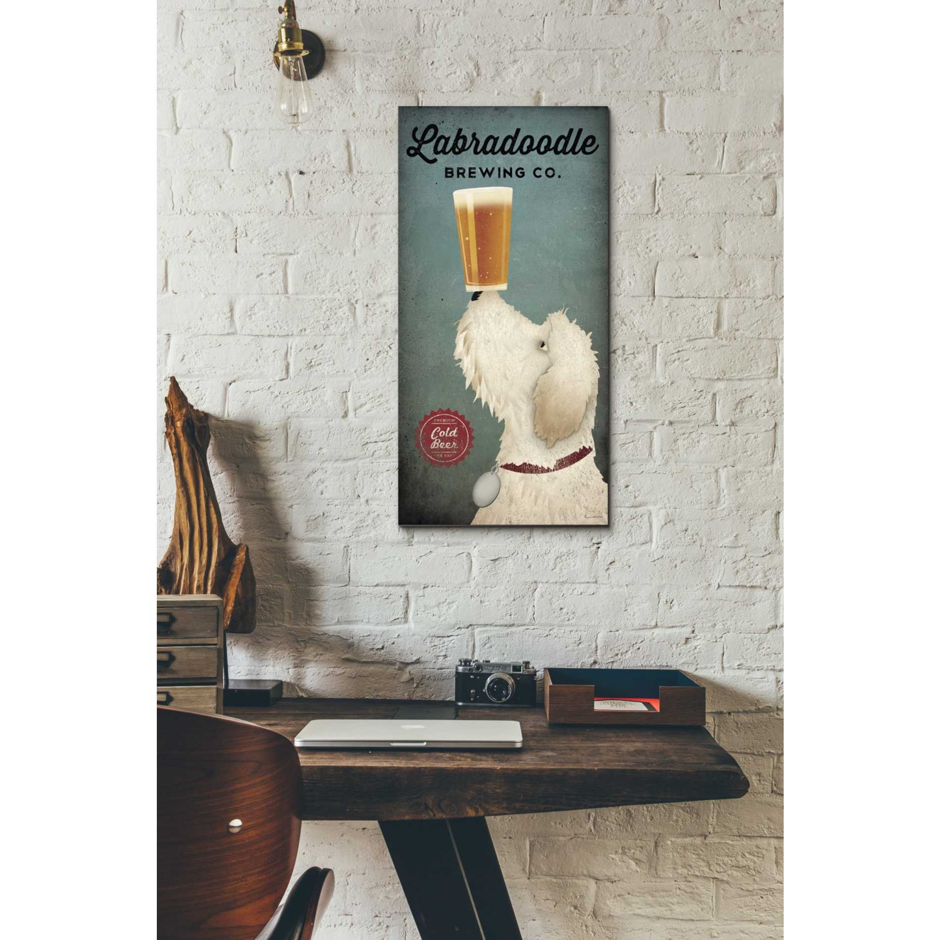 'Labradoodle Brewing' by Ryan Fowler, Canvas Wall Art,12 x 24