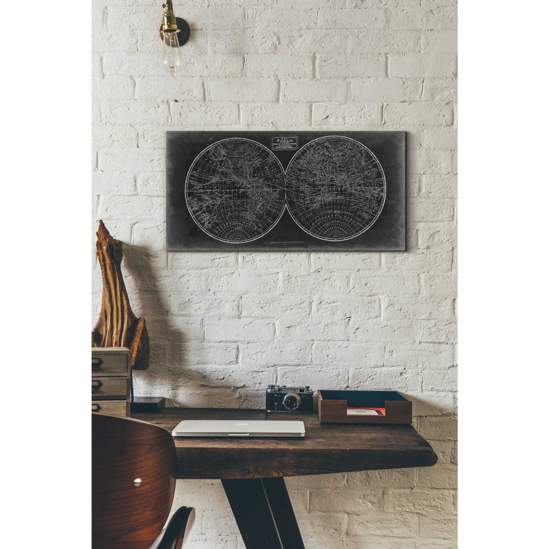 'Blueprint of the World in Hemispheres' by Vision Studio Giclee Canvas Wall Art