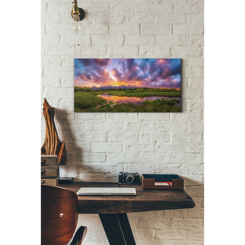 Image of 'Grand Sunset in the Tetons' by Darren White, Canvas Wall Art,12 x 24