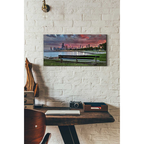 Image of 'North Avenue Beach at Sunset,' Canvas Wall Art,12 x 24