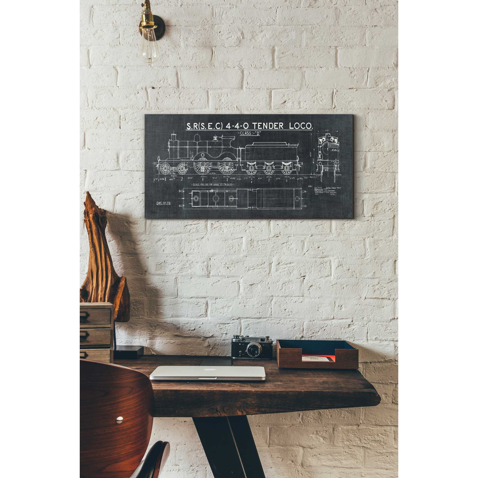 'Train Blueprint II' by Wild Apple Portfolio, Canvas Wall Art,12 x 24