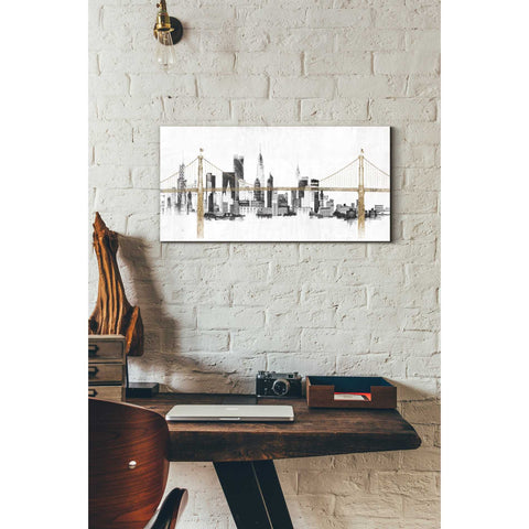 Image of 'Bridge And Skyline' by Avery Tillmon, Canvas Wall Art,12 x 24