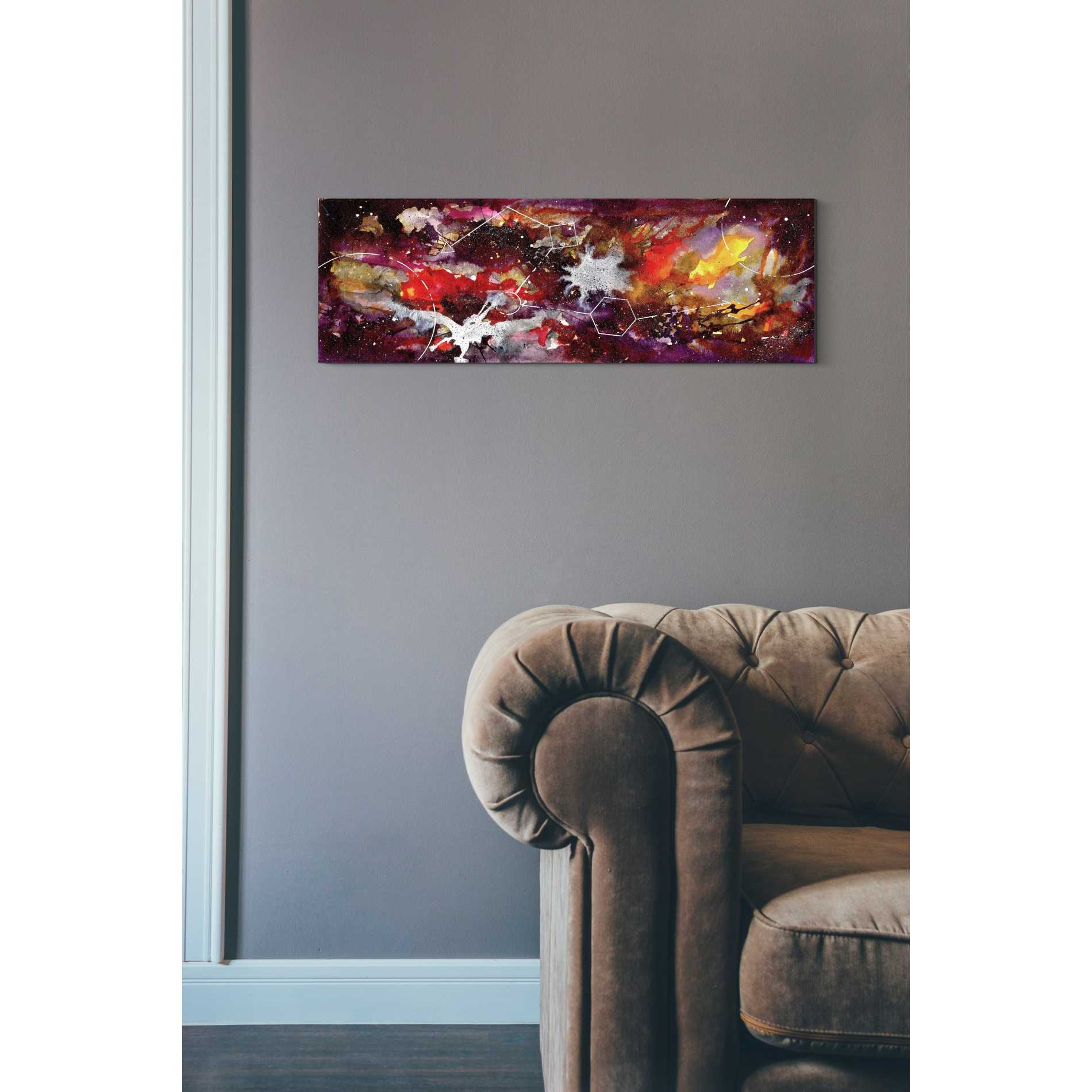 'Watercolor Nebula Burgundy' by Craig Snodgrass, Canvas Wall Art,12 x 36