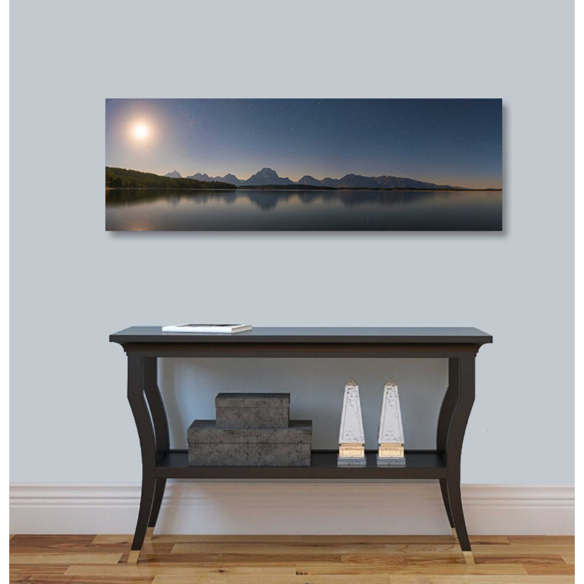 'Jackson Lake Moon' by Darren White, Canvas Wall Art,12 x 36