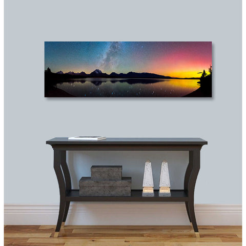 Image of 'Northern Lights Over Jackson Lake' by Darren White, Canvas Wall Art,12 x 36