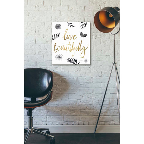 Image of 'Live Beautifully BW' by Sara Zieve Miller, Canvas Wall Art,16 x 18