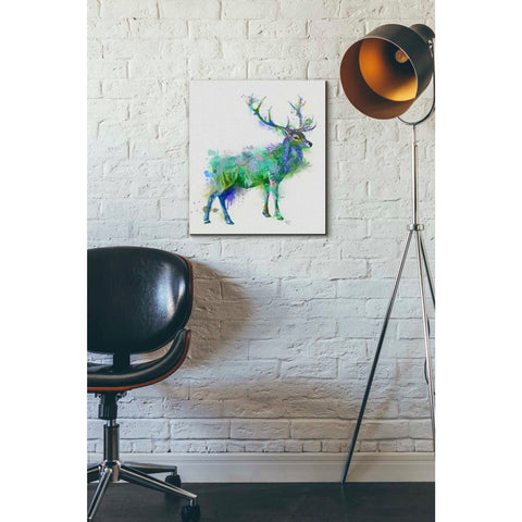 Image of 'Deer 1 Rainbow Splash Green Blue' by Fab Funky Canvas Wall Art,16 x 18