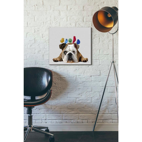 Image of 'English Bulldog and Birds' by Fab Funky Giclee Canvas Wall Art