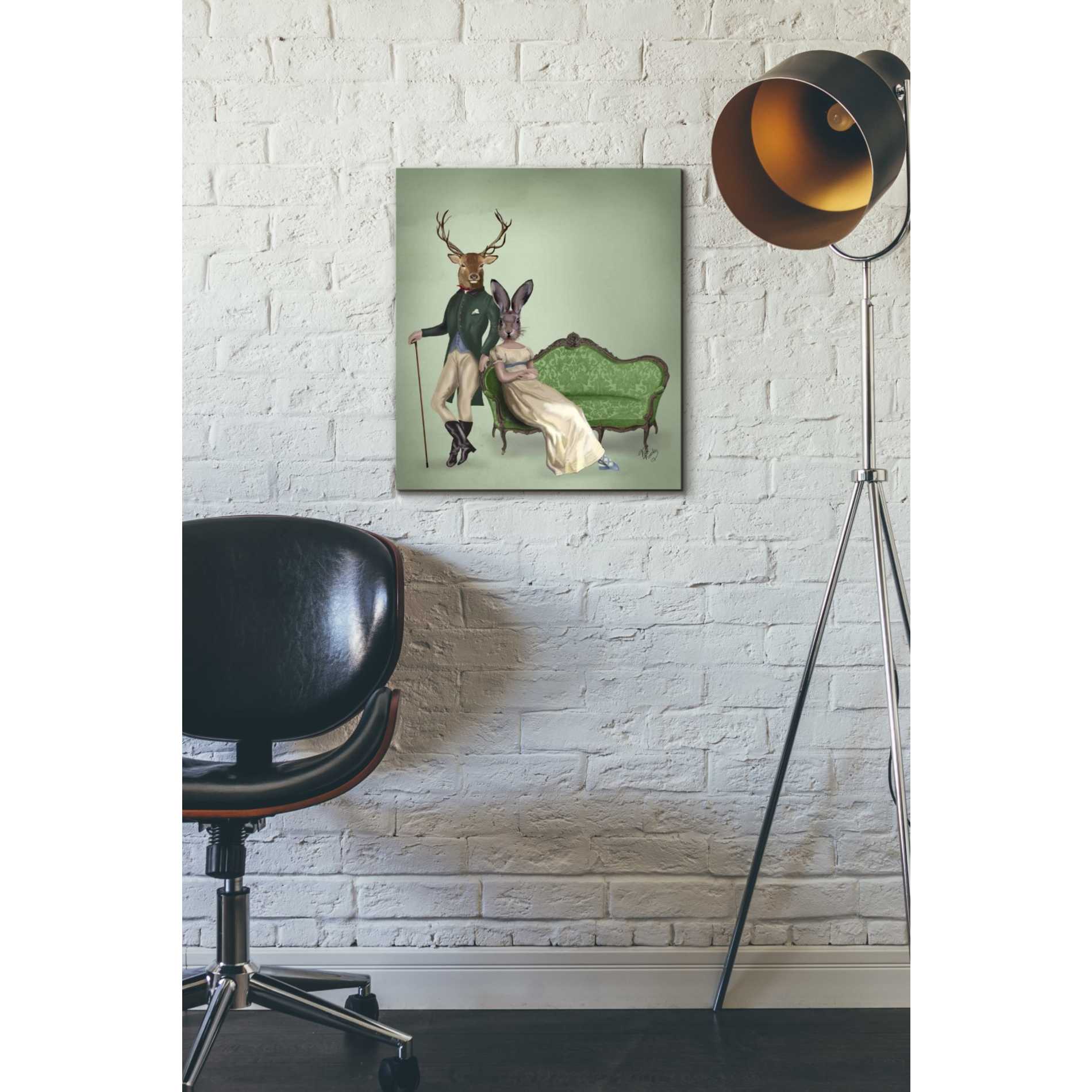 'Mr Deer and Mrs Rabbit' by Fab Funky Giclee Canvas Wall Art