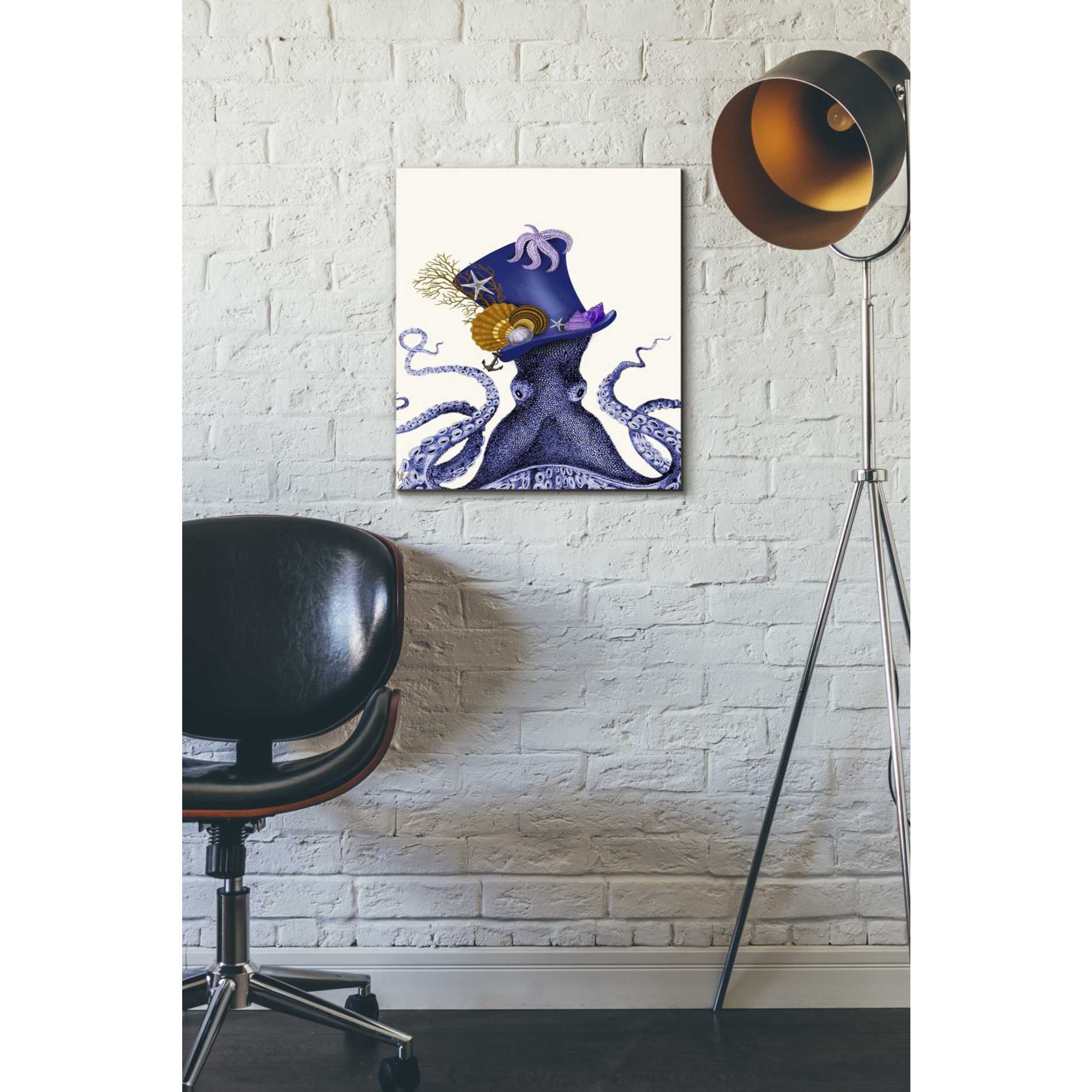 'Octopus Nautical Hat' by Fab Funky Giclee Canvas Wall Art