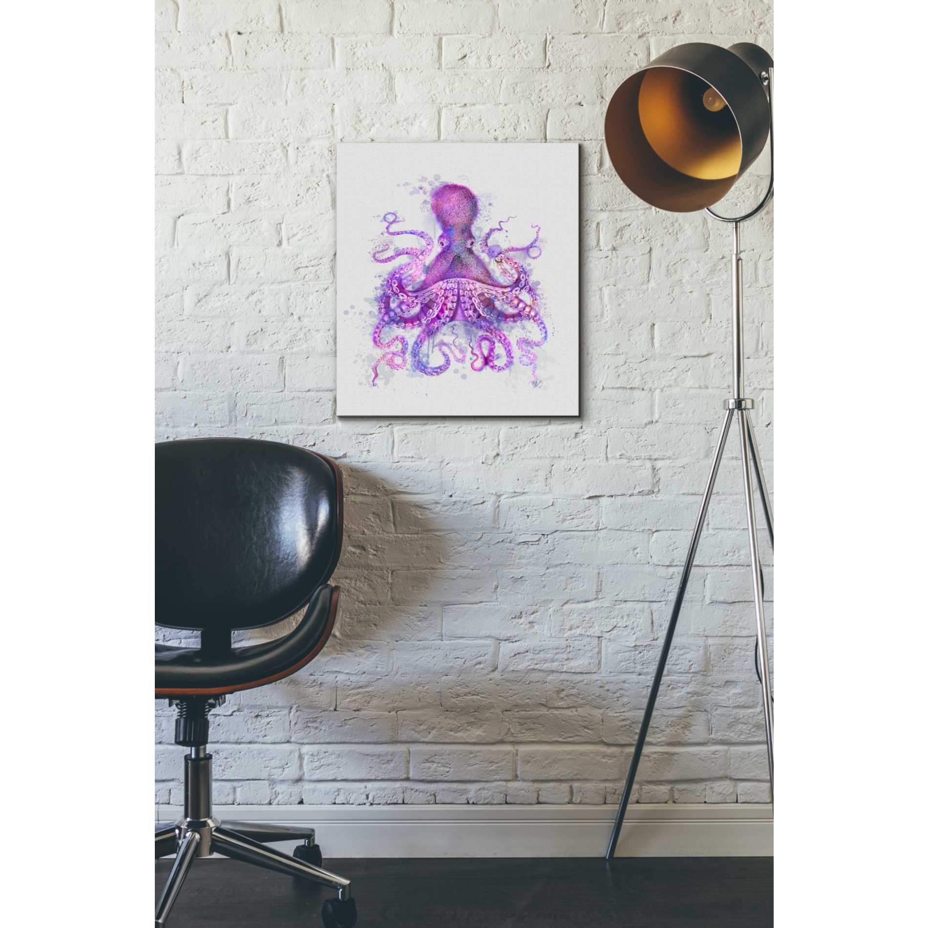 'Octopus Rainbow Splash Pink' by Fab Funky Giclee Canvas Wall Art