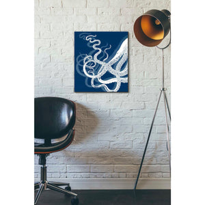 'Octopus Tentacles Blue And White' by Fab Funky Giclee Canvas Wall Art