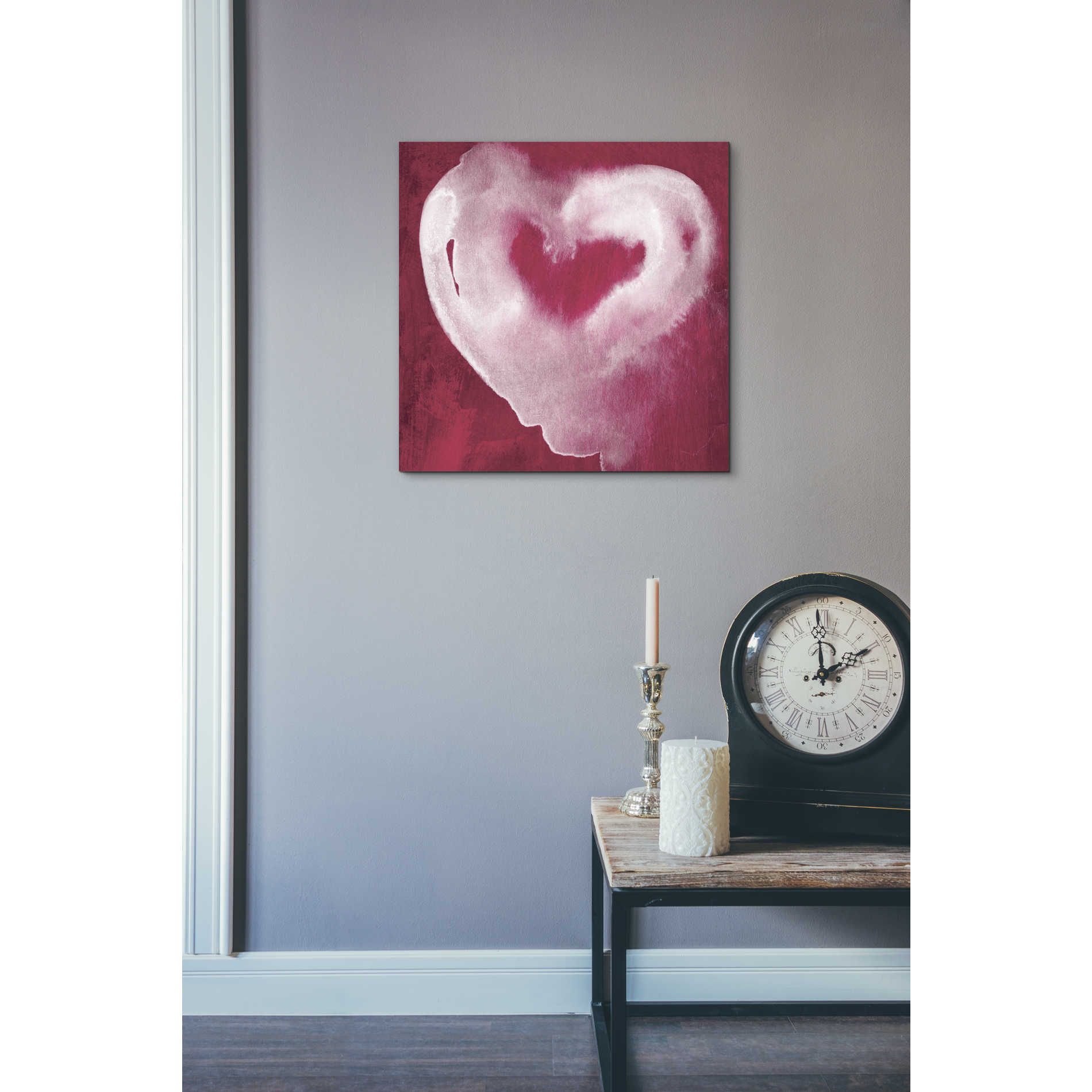 'Hot Pink Heart' by Linda Woods, Canvas Wall Art,18 x 18