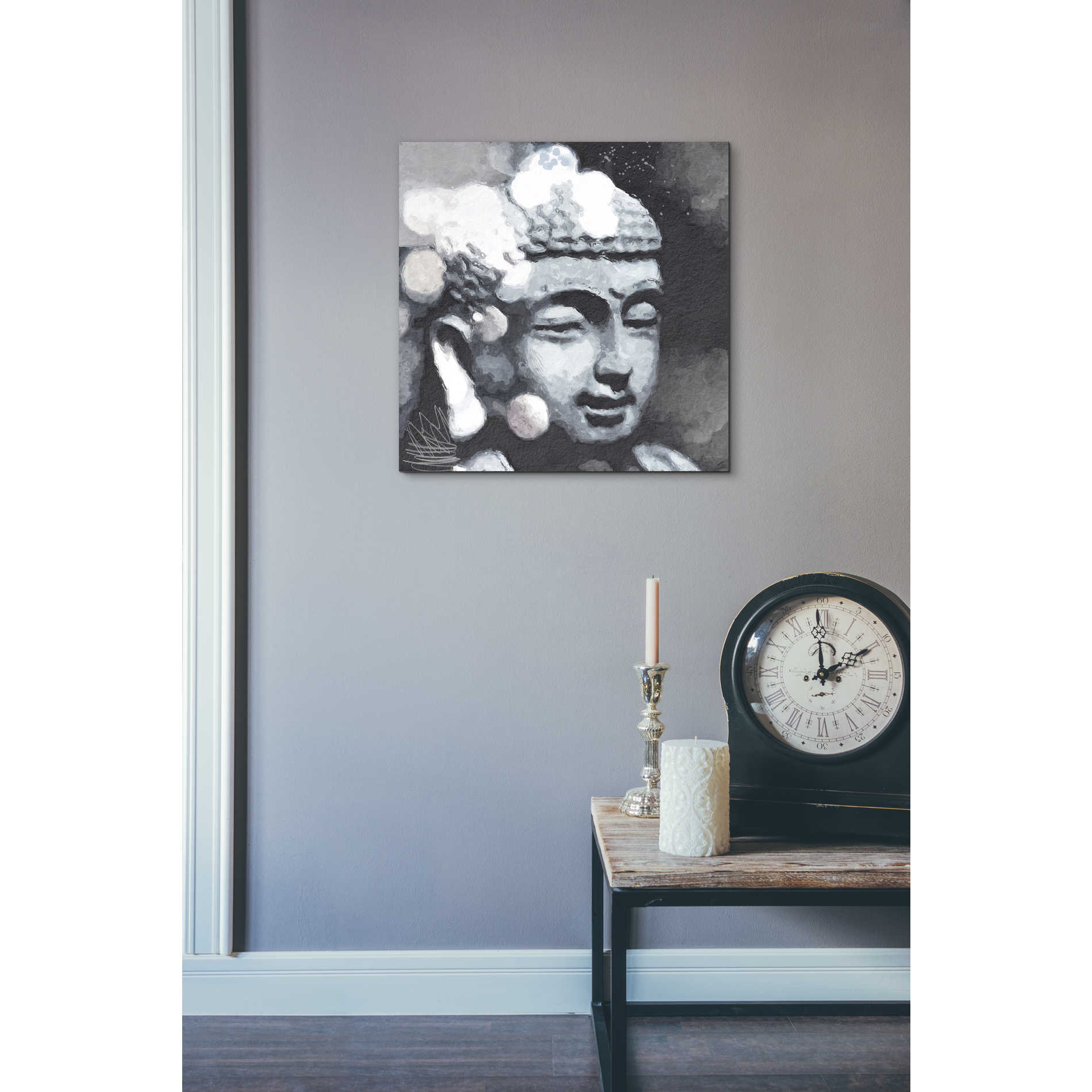 'Peaceful Buddha III' by Linda Woods, Canvas Wall Art,18 x 18