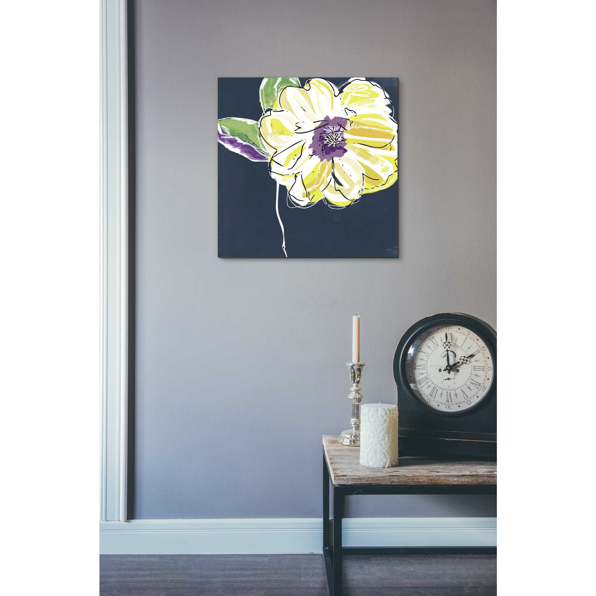 'Yellow Rose' by Linda Woods, Canvas Wall Art,18 x 18