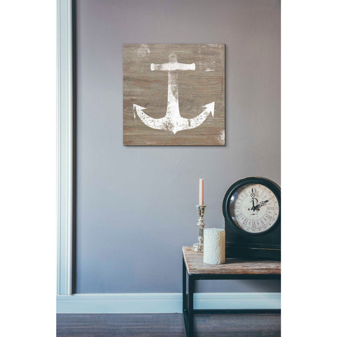 Image of 'White Anchor on Natural' by Linda Woods, Canvas Wall Art,18 x 18