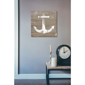 'White Anchor on Natural' by Linda Woods, Canvas Wall Art,18 x 18