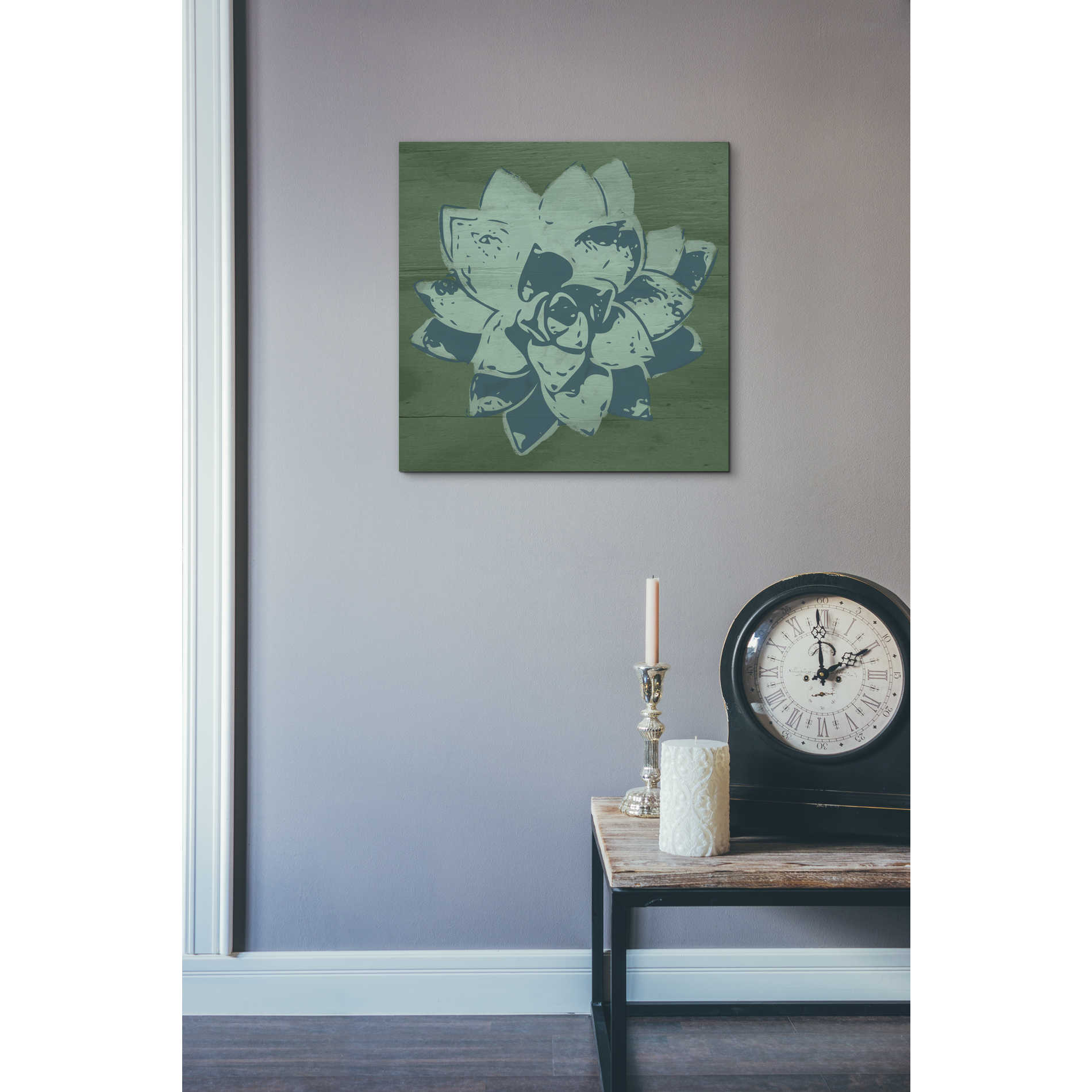 'Boho Succulent Green' by Linda Woods, Canvas Wall Art,18 x 18