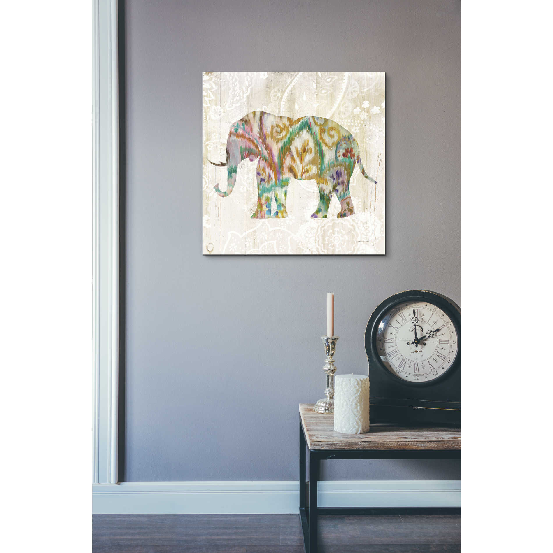 'Boho Paisley Elephant II v2' by Danhui Nai, Canvas Wall Art,18 x 18