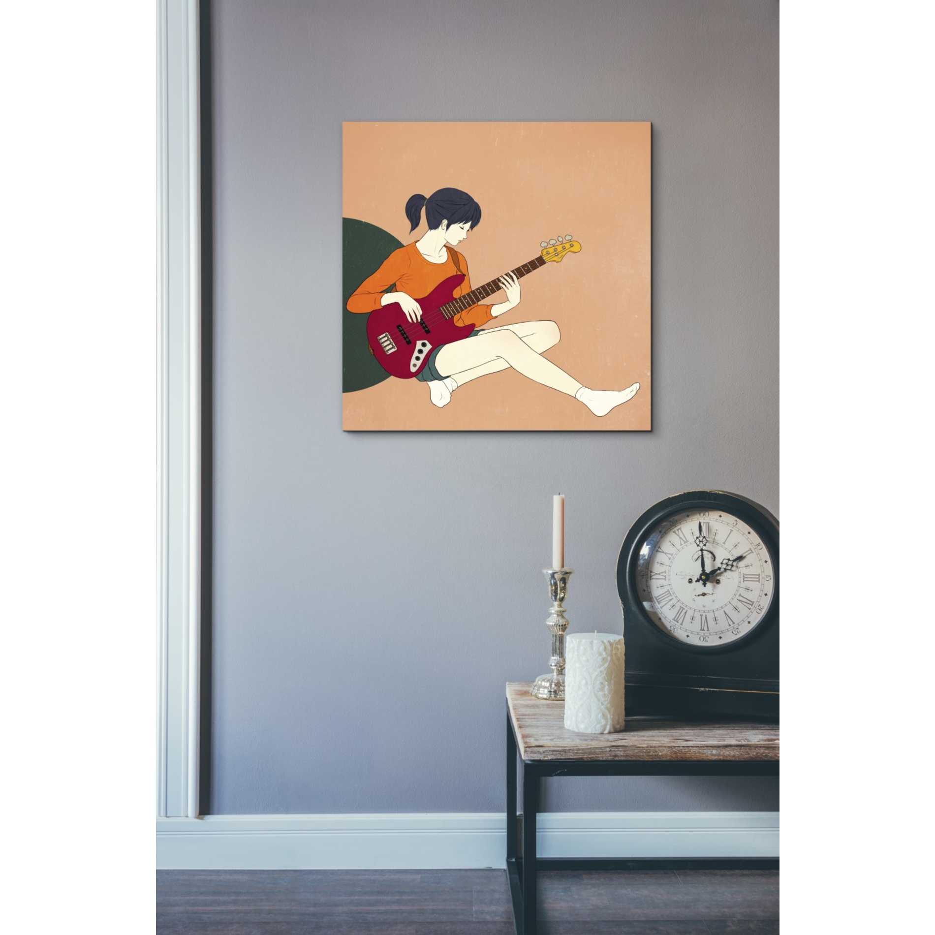 'Playing The Bass' by Sai Tamiya, Canvas Wall Art,18 x 18