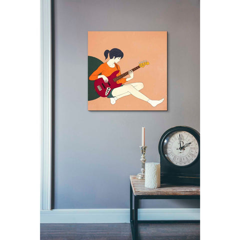 Image of 'Playing The Bass' by Sai Tamiya, Canvas Wall Art,18 x 18