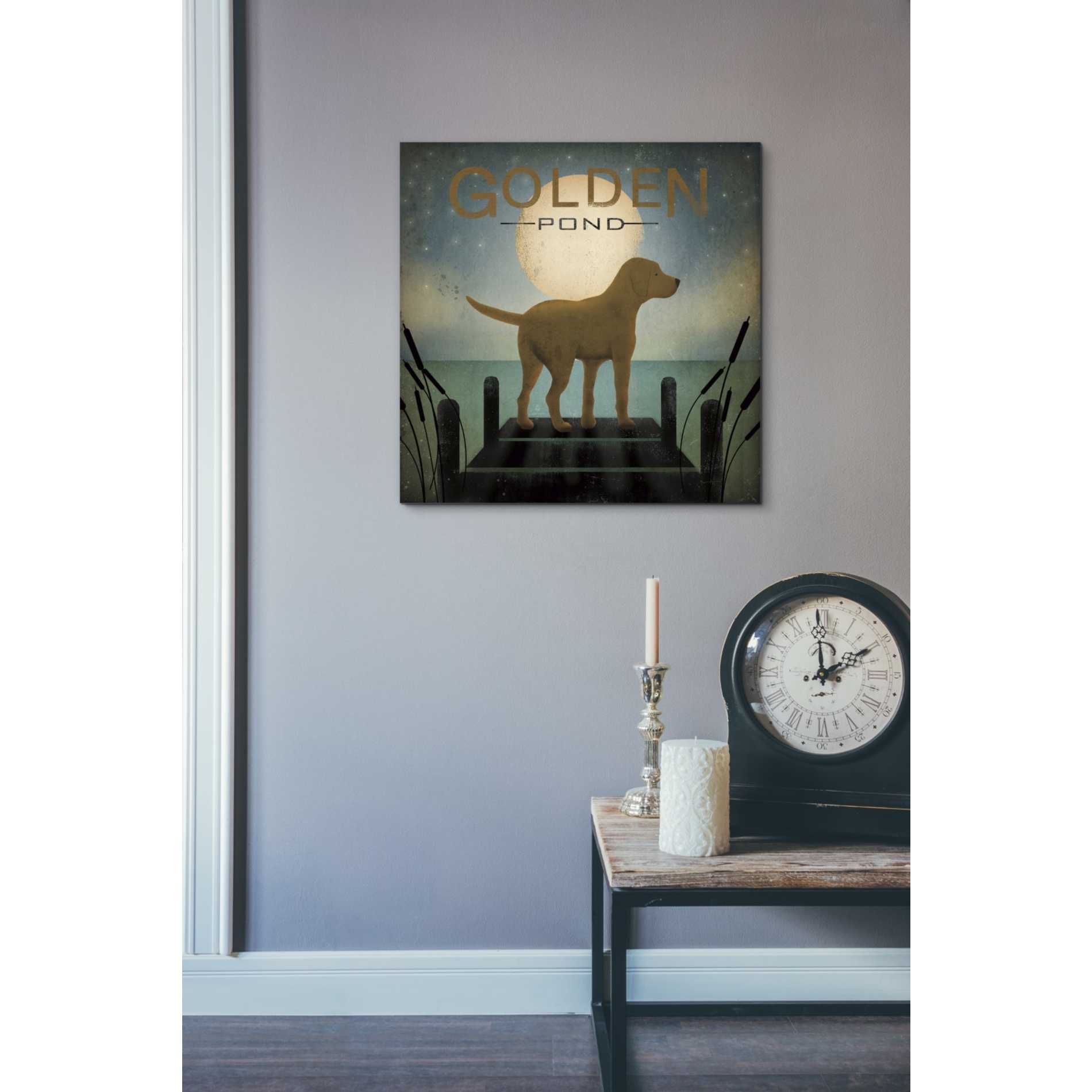 'Moonrise Yellow Dog - Golden Pond' by Ryan Fowler, Canvas Wall Art,18 x 18