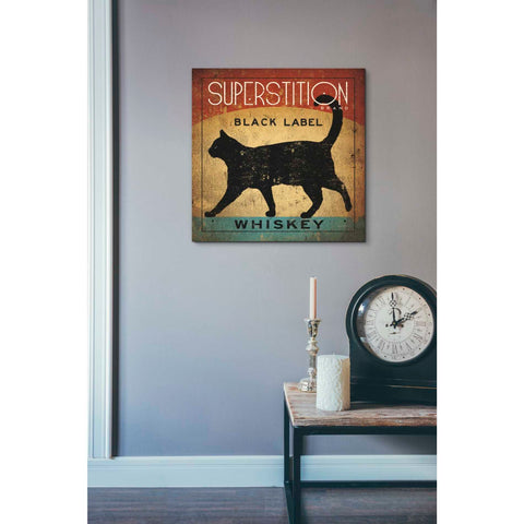 Image of 'Superstition Black Label Whiskey Cat' by Ryan Fowler, Canvas Wall Art,18 x 18