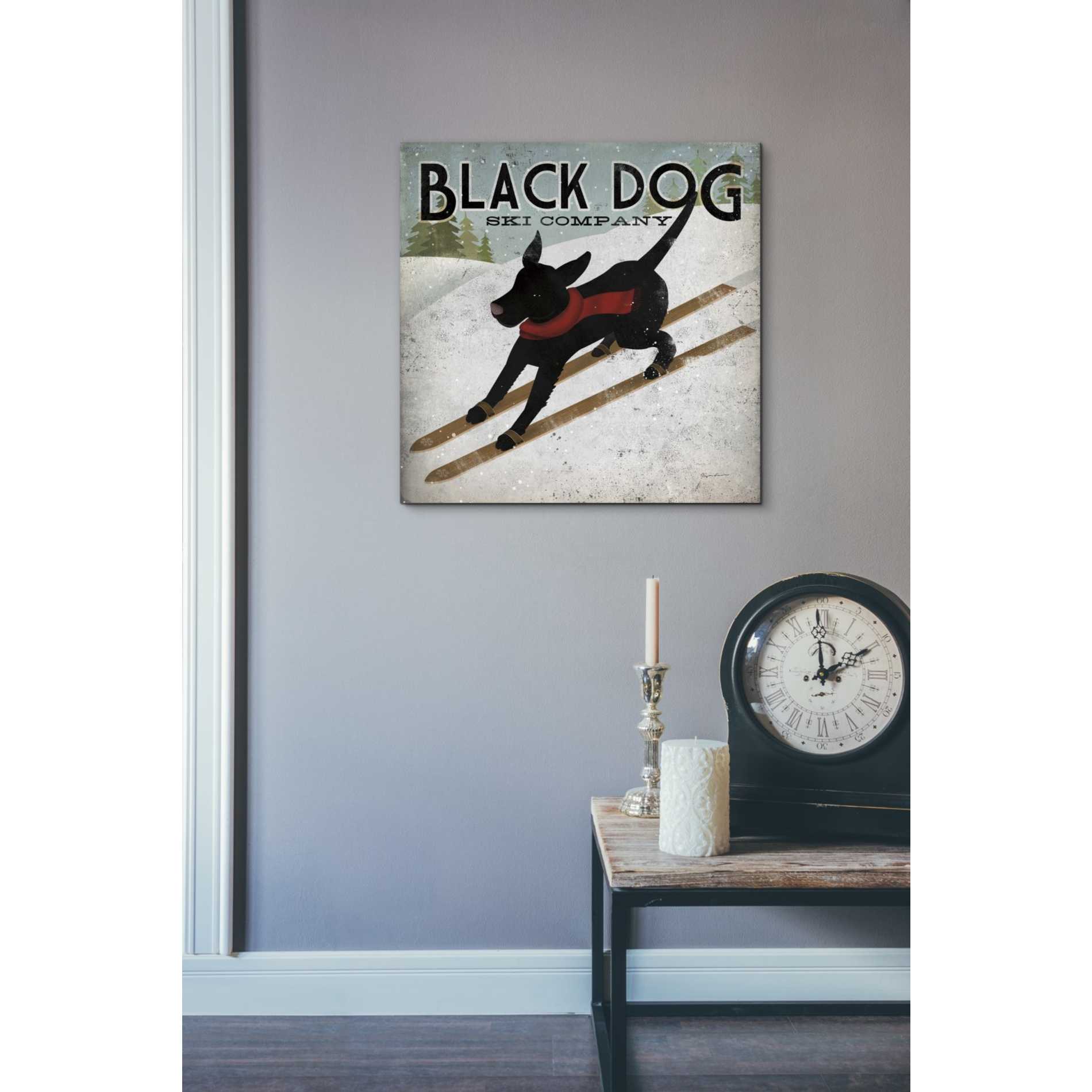 'Black Dog Ski' by Ryan Fowler, Canvas Wall Art,18 x 18